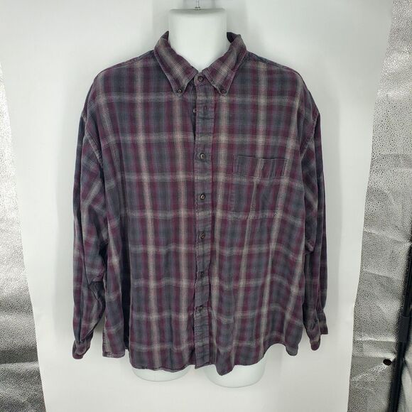 Arrow Blue Jeans Co Shirt Mens 2XL Gray Burgundy Plaid Flannel Button Down Soft - Picture 2 of 9